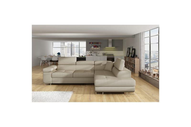 Kulmasohva Eltap Anton 272x203x85 cm - Jarell 18, Vaalea beige, Oikea - Huonekalut - Sohva - Vuodesohva