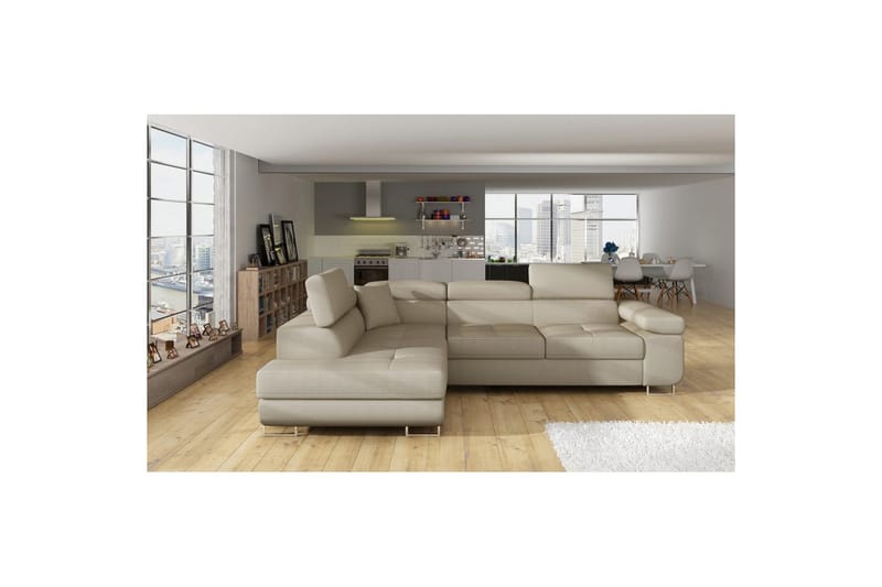 Kulmasohva Eltap Anton 272x203x85 cm - Jarell 18, Vaalea beige, Vasen - Huonekalut - Sohva - Vuodesohva