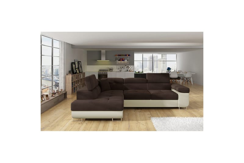 Kulmasohva Eltap Anton 272x203x85 cm - Jasmine 29, Soft 33, Ruskea, Beige, Vasen - Huonekalut - Sohva - Vuodesohva