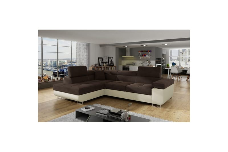 Kulmasohva Eltap Anton 272x203x85 cm - Jasmine 29, Soft 33, Ruskea, Beige, Vasen - Huonekalut - Sohva - Vuodesohva