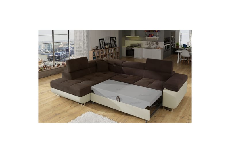 Kulmasohva Eltap Anton 272x203x85 cm - Jasmine 29, Soft 33, Ruskea, Beige, Vasen - Huonekalut - Sohva - Vuodesohva