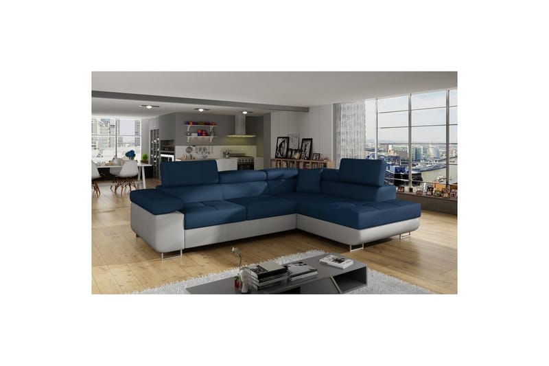 Kulmasohva Eltap Anton 272x203x85 cm - Monolith 77, Monolith 84, Sininen, Vaaleanharmaa, Oikea - Huonekalut - Sohva - Vuodesohva