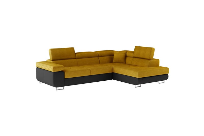 Kulmasohva Eltap Anton 272x203x85 cm - Omega 68, Soft 11, Keltainen, Musta, Oikea - Huonekalut - Sohva - Vuodesohva