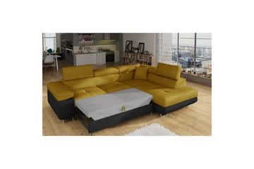 Kulmasohva Eltap Anton 272x203x85 cm - Omega 68, Soft 11, Keltainen, Musta, Oikea - Huonekalut - Sohva - Vuodesohva
