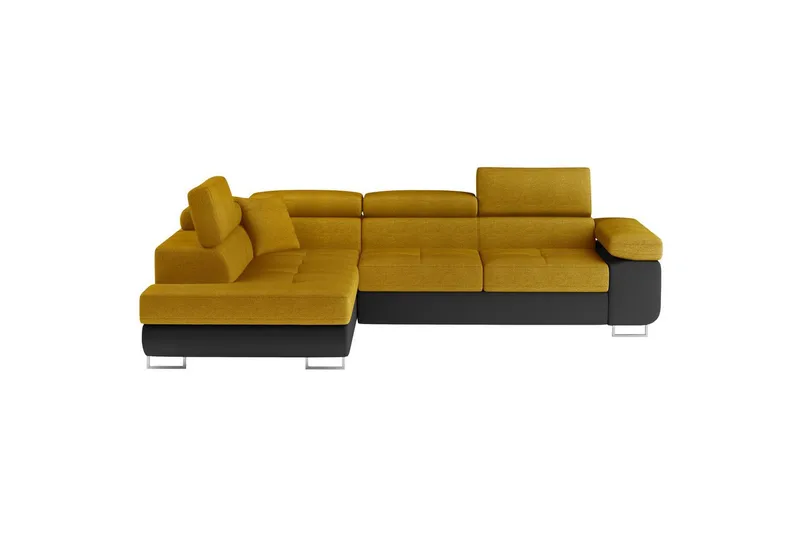 Kulmasohva Eltap Anton 272x203x85 cm, Omega 68, Soft 11, Keltainen, Musta, Vasen