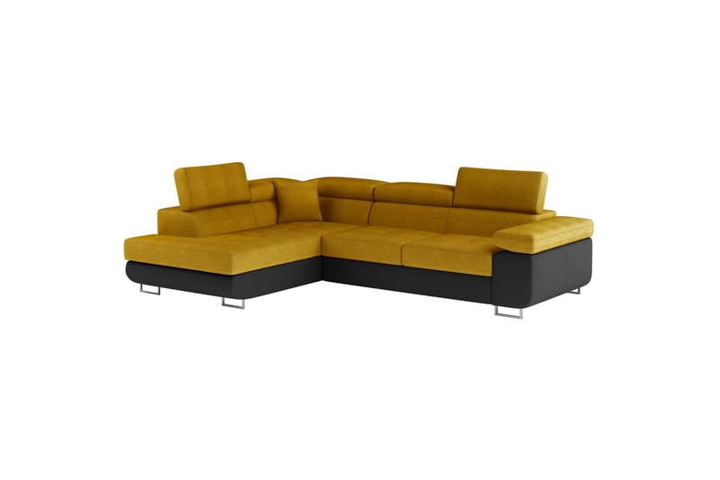 Kulmasohva Eltap Anton 272x203x85 cm - Omega 68, Soft 11, Keltainen, Musta, Vasen - Huonekalut - Sohva - Vuodesohva