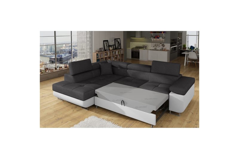 Kulmasohva Eltap Anton 272x203x85 cm - Sawana 05, Soft 17, Harmaa, Valkoinen, Vasen - Huonekalut - Sohva - Vuodesohva