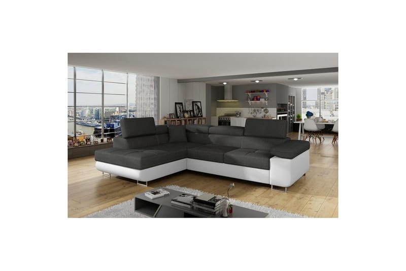 Kulmasohva Eltap Anton 272x203x85 cm - Sawana 05, Soft 17, Harmaa, Valkoinen, Vasen - Huonekalut - Sohva - Vuodesohva