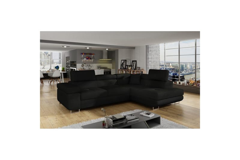 Kulmasohva Eltap Anton 272x203x85 cm - Sawana 14, Musta, Oikea - Huonekalut - Sohva - Vuodesohva