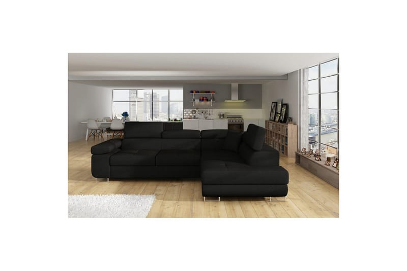 Kulmasohva Eltap Anton 272x203x85 cm - Sawana 14, Musta, Oikea - Huonekalut - Sohva - Vuodesohva