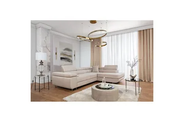 Kulmasohva Eltap Anton 272x203x85 cm - Paros 02, Beige, Oikea - Huonekalut - Sohva - Vuodesohva