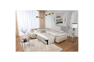 Kulmasohva Eltap Anton 272x203x85 cm - Paros 02, Beige, Vasen - Huonekalut - Sohva - Vuodesohva