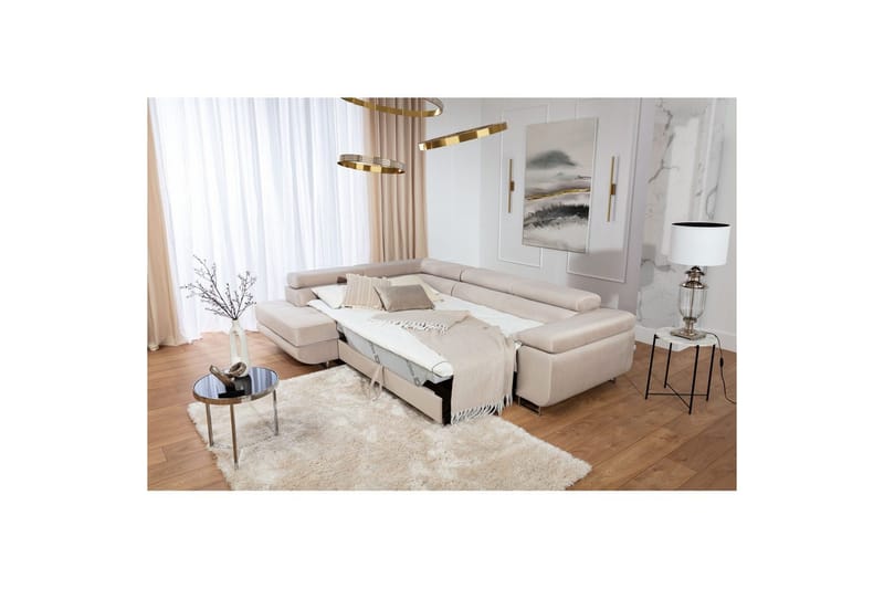 Kulmasohva Eltap Anton 272x203x85 cm - Paros 02, Beige, Vasen - Huonekalut - Sohva - Vuodesohva