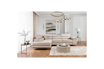 Kulmasohva Eltap Anton 272x203x85 cm - Paros 02, Beige, Vasen - Huonekalut - Sohva - Vuodesohva