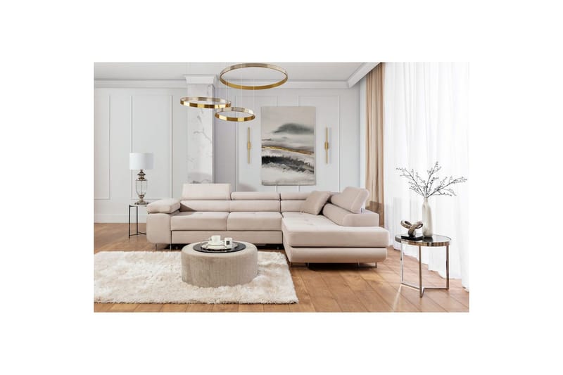 Kulmasohva Eltap Anton 272x203x85 cm - Paros 02, Beige, Oikea - Huonekalut - Sohva - Vuodesohva