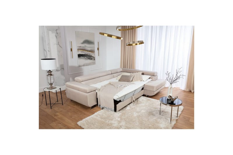 Kulmasohva Eltap Anton 272x203x85 cm - Paros 02, Beige, Oikea - Huonekalut - Sohva - Vuodesohva