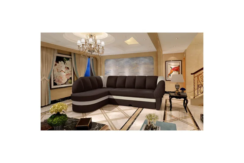 Kulmasohva Eltap Benano 250x85x180 cm - Sawana 16, Soft 33, Ruskea, Beige, Vasen - Huonekalut - Sohva - Vuodesohva