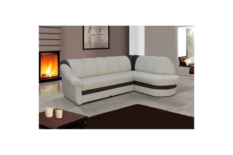 Kulmasohva Eltap Benano 250x85x180 cm - Soft 33, Soft 66, Beige, Tummanruskea, Oikea - Huonekalut - Sohva - Vuodesohva