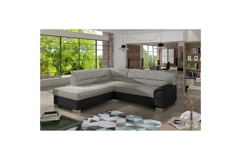 Kulmasohva Eltap Bergen 247x214x83 cm - Berlin 01, Soft 11, Harmaa, Musta, Vasen - Huonekalut - Sohva - Vuodesohva