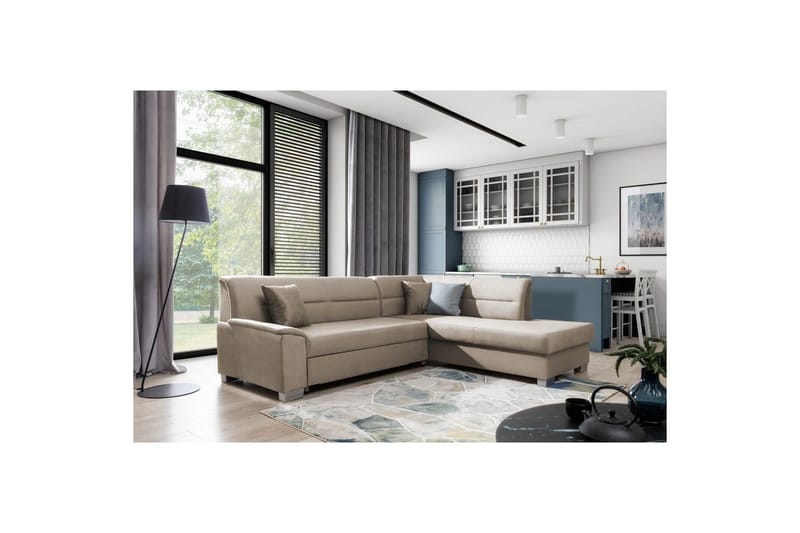 Kulmasohva Eltap Bergen 247x214x83 cm - Monolith 09, Tumma beige, Oikea - Huonekalut - Sohva - Vuodesohva