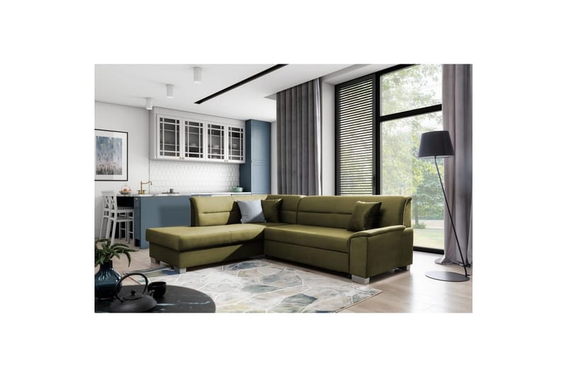 Kulmasohva Eltap Bergen 247x214x83 cm - Monolith 38, Vihreä, Vasen - Huonekalut - Sohva - Vuodesohva