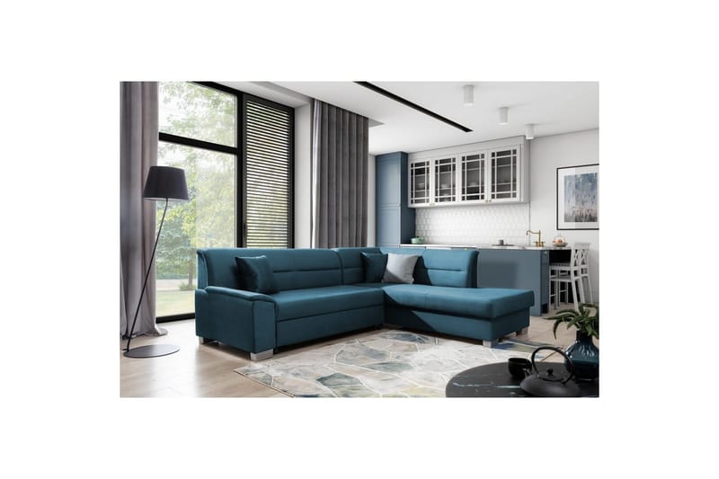 Kulmasohva Eltap Bergen 247x214x83 cm - Monolith 77, Sininen, Oikea - Huonekalut - Sohva - Vuodesohva