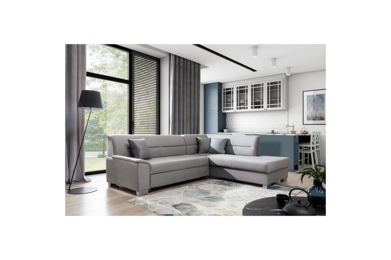 Kulmasohva Eltap Bergen 247x214x83 cm - Monolith 84, Monolith 85, Vaaleanharmaa, Harmaa, Oikea - Huonekalut - Sohva - Vuodesohva