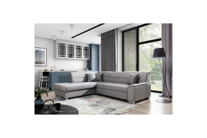 Kulmasohva Eltap Bergen 247x214x83 cm - Monolith 84, Monolith 85, Vaaleanharmaa, Harmaa, Vasen - Huonekalut - Sohva - Vuodesohva