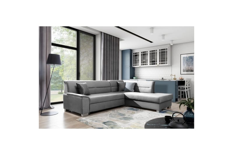 Kulmasohva Eltap Bergen 247x214x83 cm - Monolith 85, Harmaa, Oikea - Huonekalut - Sohva - Vuodesohva