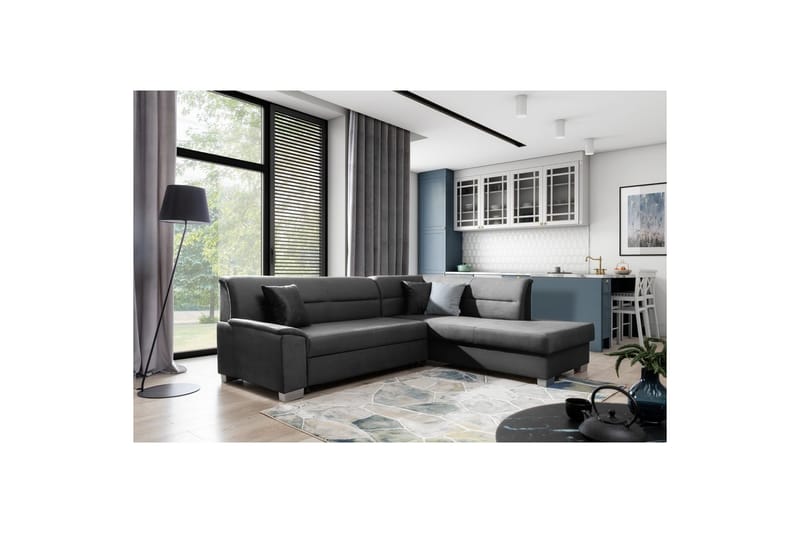 Kulmasohva Eltap Bergen 247x214x83 cm - Monolith 97, Tummanharmaa, Oikea - Huonekalut - Sohva - Vuodesohva