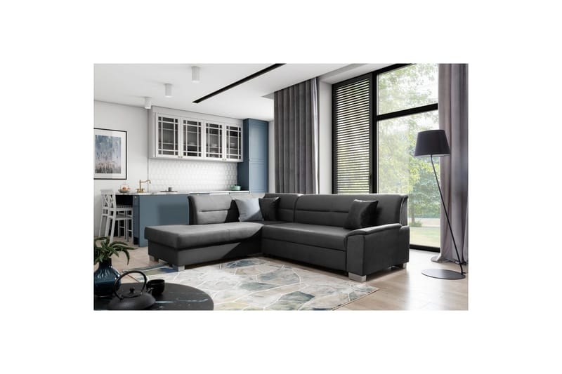 Kulmasohva Eltap Bergen 247x214x83 cm - Monolith 97, Tummanharmaa, Vasen - Huonekalut - Sohva - Vuodesohva