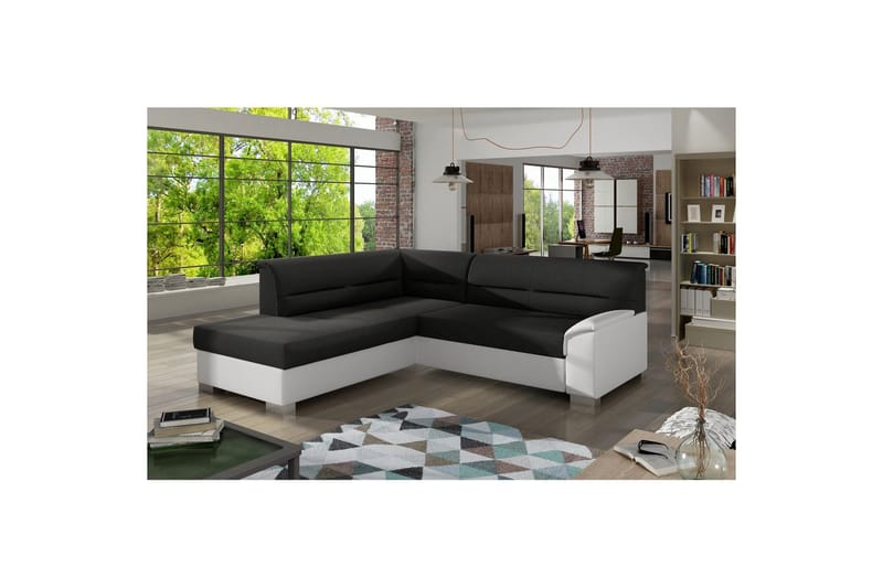 Kulmasohva Eltap Bergen 247x214x83 cm - Sawana 14, Soft 17, Musta, Valkoinen, Vasen - Huonekalut - Sohva - Vuodesohva