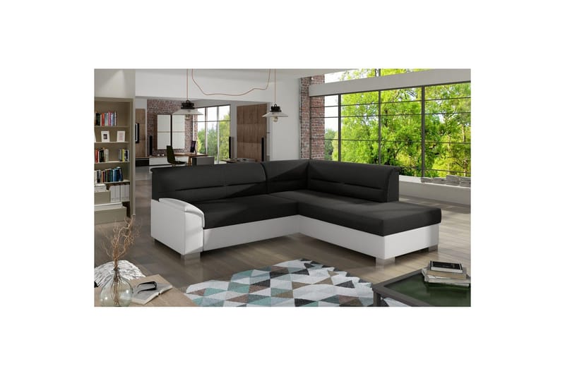 Kulmasohva Eltap Delvo 247x214x83 cm, Sawana 14, Soft 17, Musta, Valkoinen, Oikea