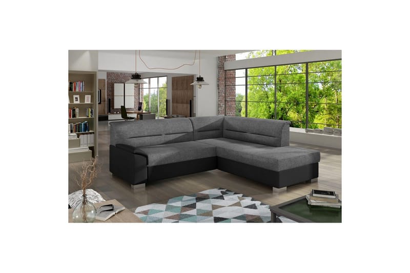 Kulmasohva Eltap Delvo 247x214x83 cm, Sawana 21, Soft 11, Harmaa, Musta, Oikea