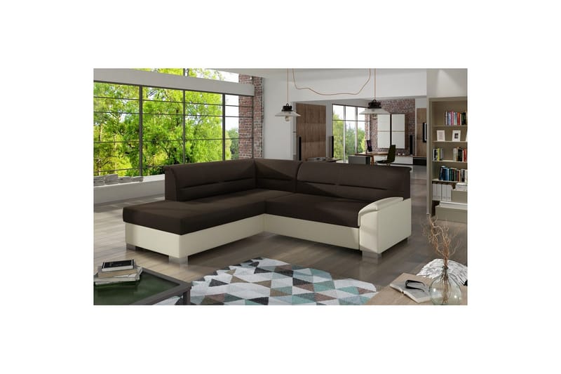 Kulmasohva Eltap Delvo 247x214x83 cm, Sawana 26, Soft 33, Tummanruskea, Beige, Vasen