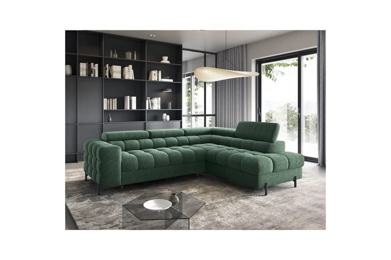 Kulmasohva Eltap Ferucce 276x200x93 cm - Amore 35, Tummanvihreä, Oikea - Huonekalut - Sohva - Vuodesohva