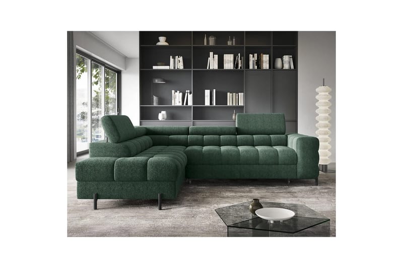 Kulmasohva Eltap Ferucce 276x200x93 cm - Amore 35, Tummanvihreä, Vasen - Huonekalut - Sohva - Vuodesohva