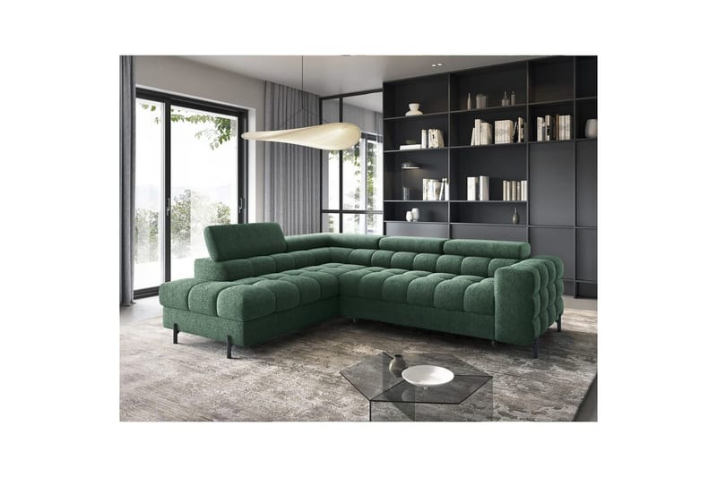 Kulmasohva Eltap Ferucce 276x200x93 cm - Amore 35, Tummanvihreä, Vasen - Huonekalut - Sohva - Vuodesohva