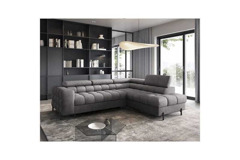 Kulmasohva Eltap Ferucce 276x200x93 cm - Aura 04, Harmaa, Oikea - Huonekalut - Sohva - Vuodesohva