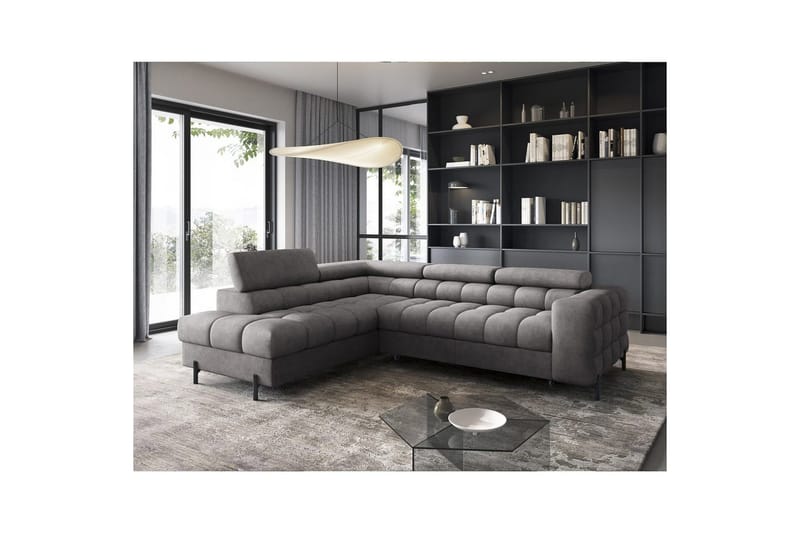 Kulmasohva Eltap Ferucce 276x200x93 cm - Aura 04, Harmaa, Vasen - Huonekalut - Sohva - Vuodesohva