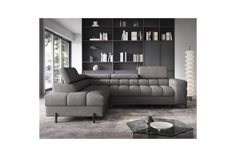 Kulmasohva Eltap Ferucce 276x200x93 cm - Aura 04, Harmaa, Vasen - Huonekalut - Sohva - Vuodesohva