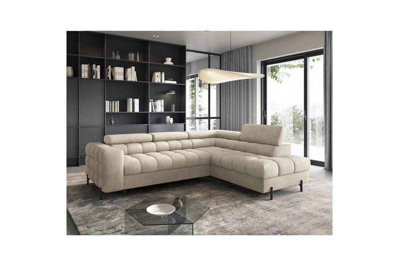 Kulmasohva Eltap Ferucce 276x200x93 cm - Aura 18, beige, Oikea - Huonekalut - Sohva - Vuodesohva