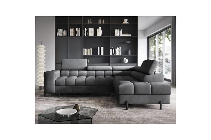 Kulmasohva Eltap Ferucce 276x200x93 cm - Paros 06, Tummanharmaa, Oikea - Huonekalut - Sohva - Vuodesohva