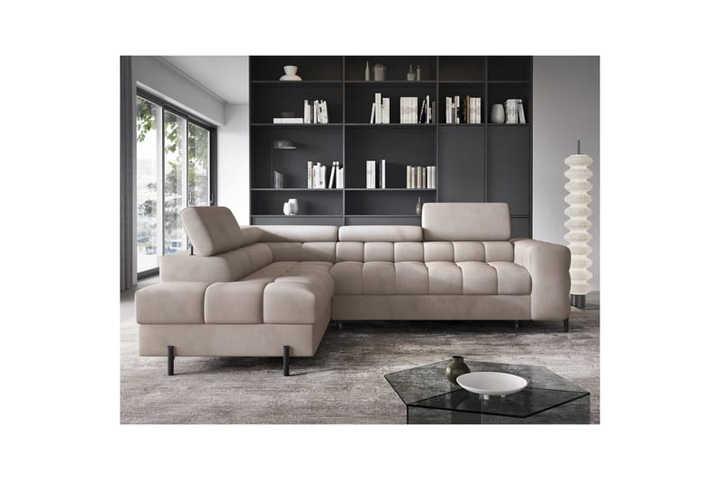 Kulmasohva Eltap Ferucce 276x200x93 cm - Paros 02, Beige, Vasen - Huonekalut - Sohva - Vuodesohva