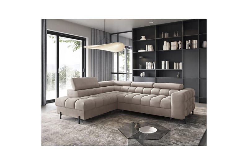 Kulmasohva Eltap Ferucce 276x200x93 cm - Paros 02, Beige, Vasen - Huonekalut - Sohva - Vuodesohva