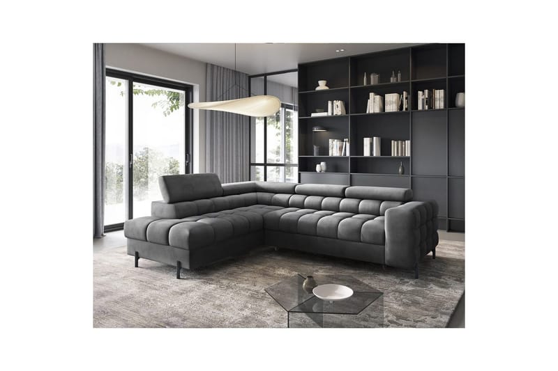 Kulmasohva Eltap Ferucce 276x200x93 cm - Paros 06, Tummanharmaa, Vasen - Huonekalut - Sohva - Vuodesohva