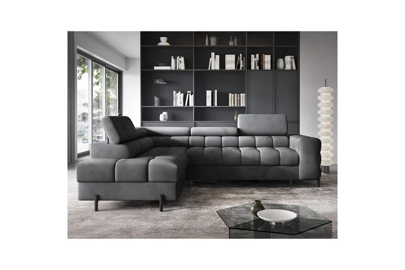 Kulmasohva Eltap Ferucce 276x200x93 cm - Paros 06, Tummanharmaa, Vasen - Huonekalut - Sohva - Vuodesohva