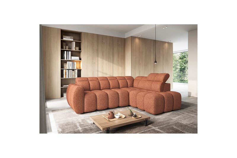 Kulmasohva Eltap Flconn 258x208x107 cm - Coralline 30, oranssi, Oikea - Huonekalut - Sohva - Vuodesohva