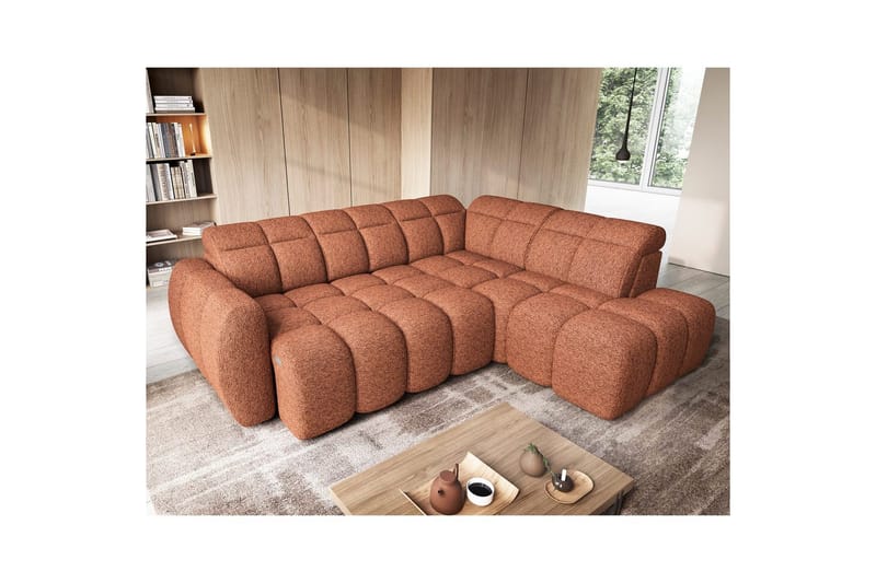 Kulmasohva Eltap Flconn 258x208x107 cm - Coralline 30, oranssi, Oikea - Huonekalut - Sohva - Vuodesohva