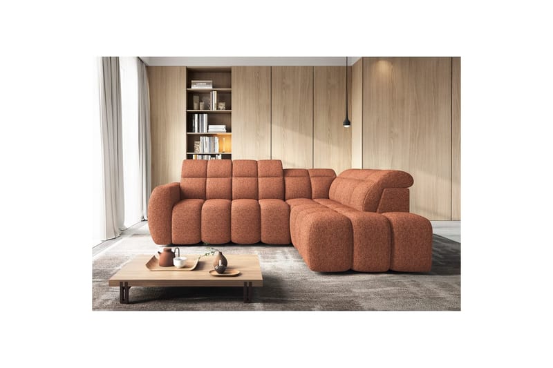 Kulmasohva Eltap Flconn 258x208x107 cm - Coralline 30, oranssi, Oikea - Huonekalut - Sohva - Vuodesohva